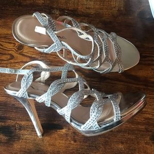 Sparkly silver heels